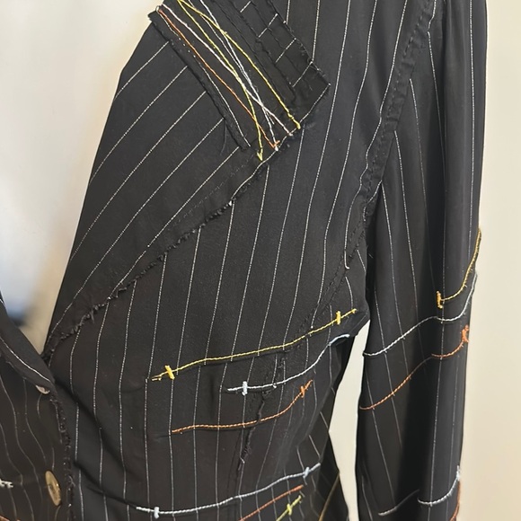 Bebe unique Black Pinstripe Women's Jacket - Picture 2 of 5